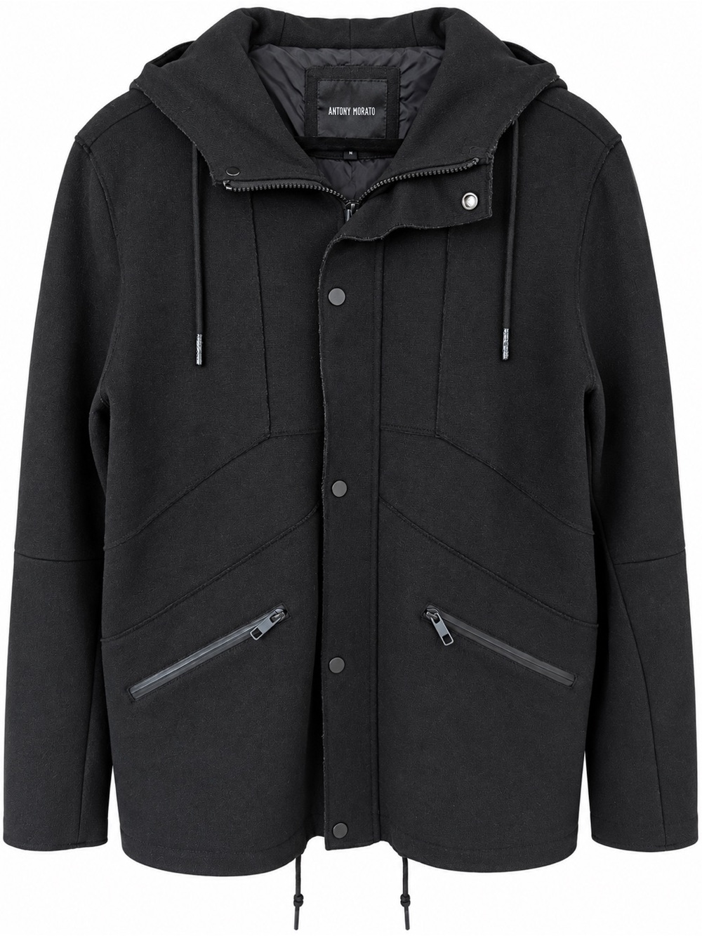 Antony Morato Men’s Wool Blend Black Hooded Field Jacket Size IT 48/US 38 Small